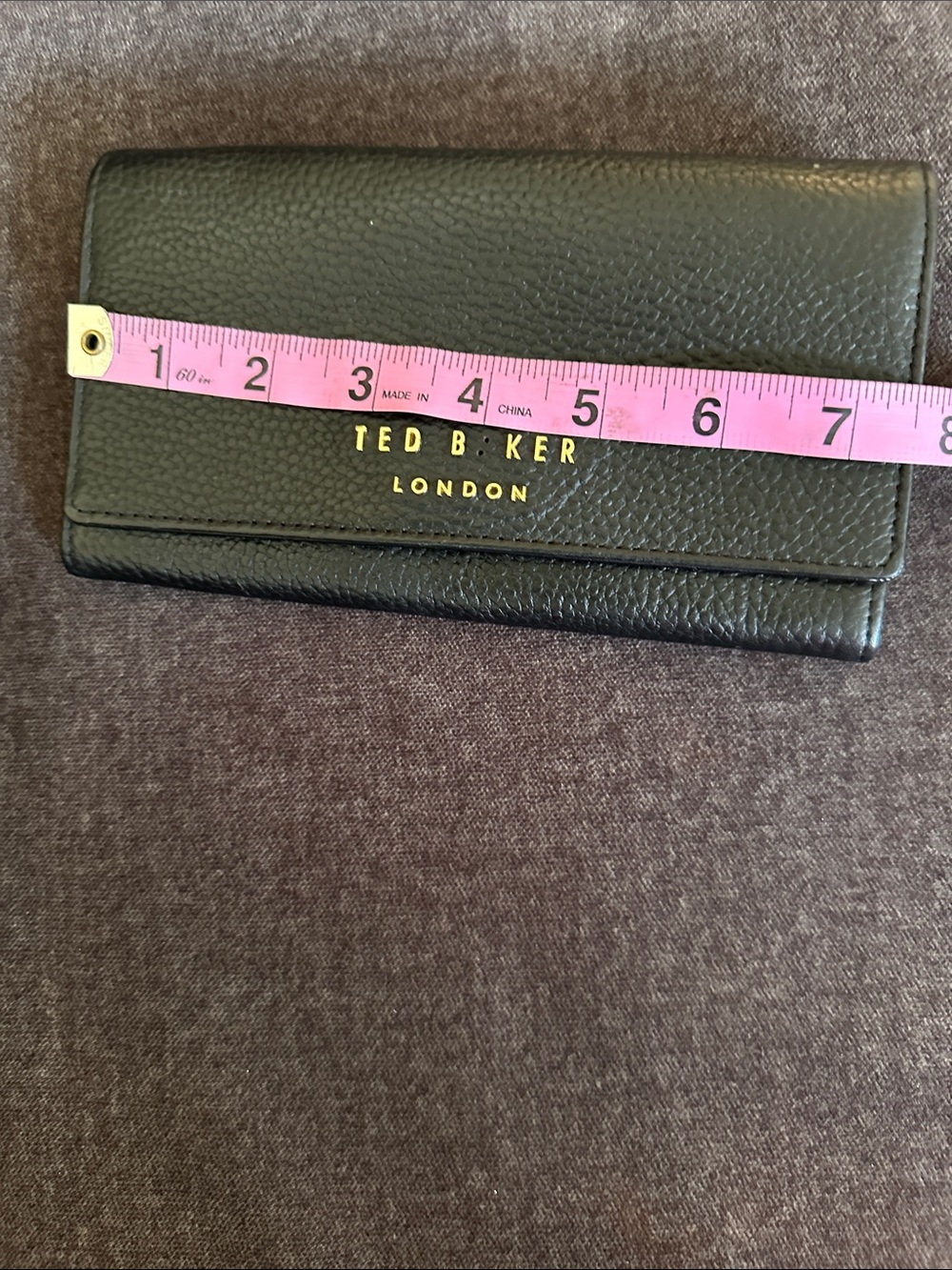 Ted Baker Black Leather Continental Wallet with Gold Logo (missing “A) - Picture 6 of 7